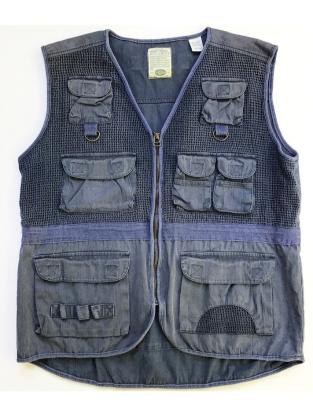 Vintage 90s Bugle Boy Tactical Vest Mens L Blue Utility Hip Hop Street Wear Gorp